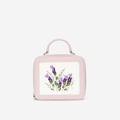 Túi Hộp Thêu Hoa Lavender - SAT 0259 - Màu Tím Nhạt